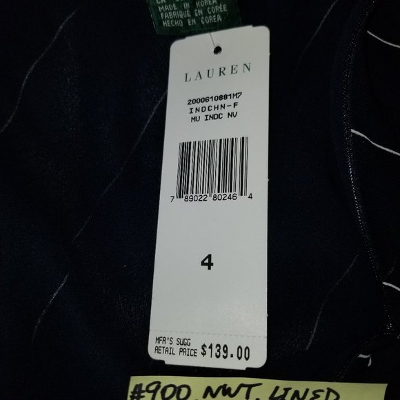 ✅#900 NWT Ralph Lauren Navy Blue White Stripe Skirt - Picture 13 of 16